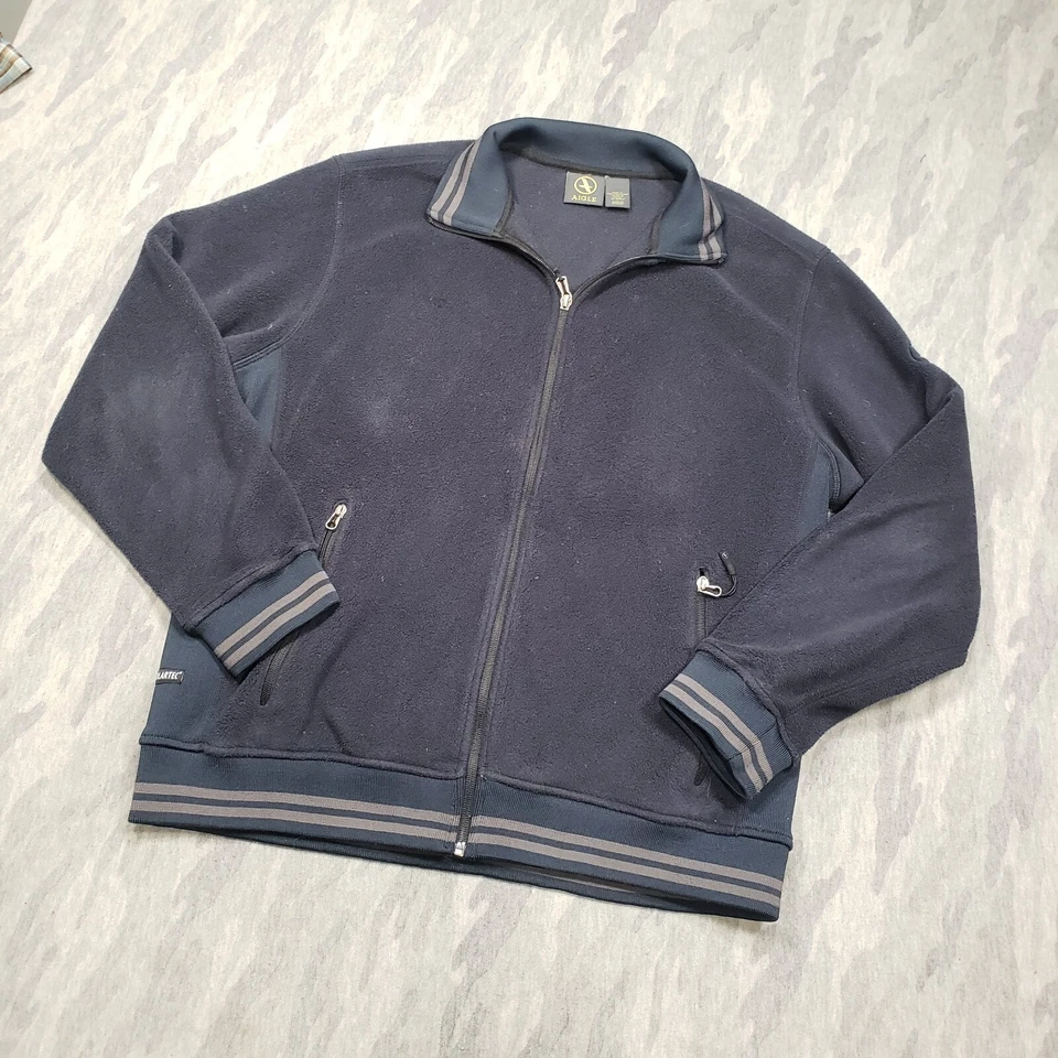 Chaqueta de bombardero Aigle para hombre XL azul con cremallera bolsillos de lana Polartec Foto 2 de 4