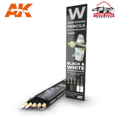 AK Interactive Black and White Shading Effects Weathering Pencil Set 5 Pencils A