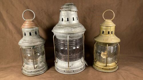 Lot Antique Nautical Ship Light Lantern Lake House Décor Perko Carpenter Triplex - Picture 1 of 11
