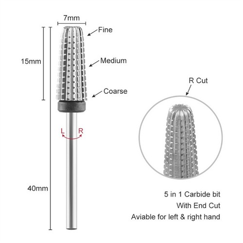 "Broca de uñas broca de carburo pico gel de tungsteno despegue acrílico para taladro giratorio 3/32""" - Imagen 3 de 20