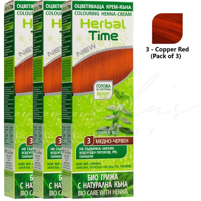 Herbal Time Henna Natural Dye Haarfärbecreme 75ml - KUPFERROT *3er Pack*