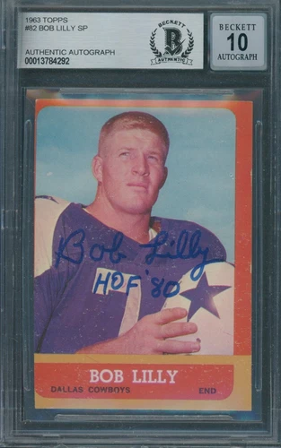 1963 Topps #82 Bob Lilly Beckett Authentic Signed Auto 10 *4292