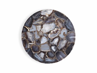 Modern Round Living Room Accent Coffee table with Wild Agate Gemstone Art Gifts