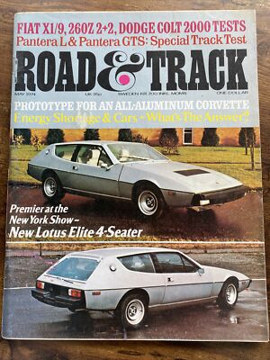 Vintage Road & Track Magazine May 1974 Fiat X1/9 260Z 2+2 Dodge Colt 2000 Tests
