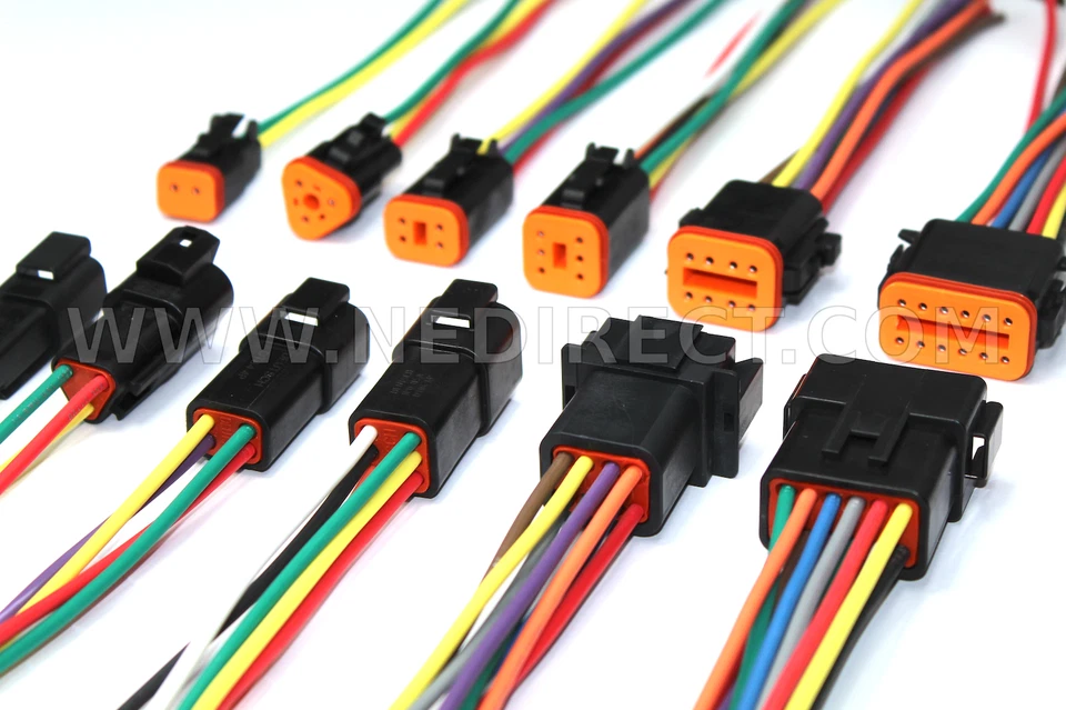 Black Assembled Deutsch DT 2,3,4,6,8,12 Pin,12, 14 and 16 AWG connector