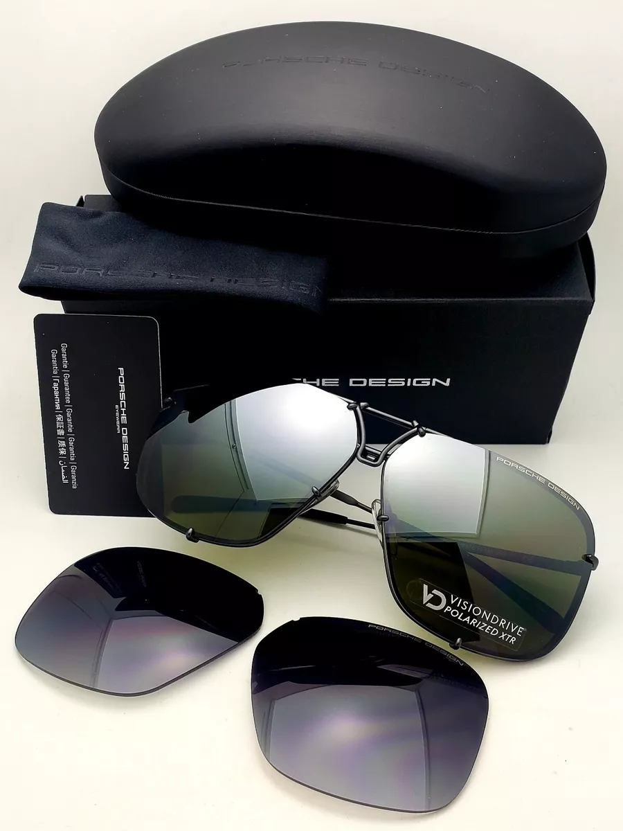 PORSCHE DESIGN Titanium Aviator Sunglasses P 8928 A Gunmetal 67 10 w 2 Lens Sets