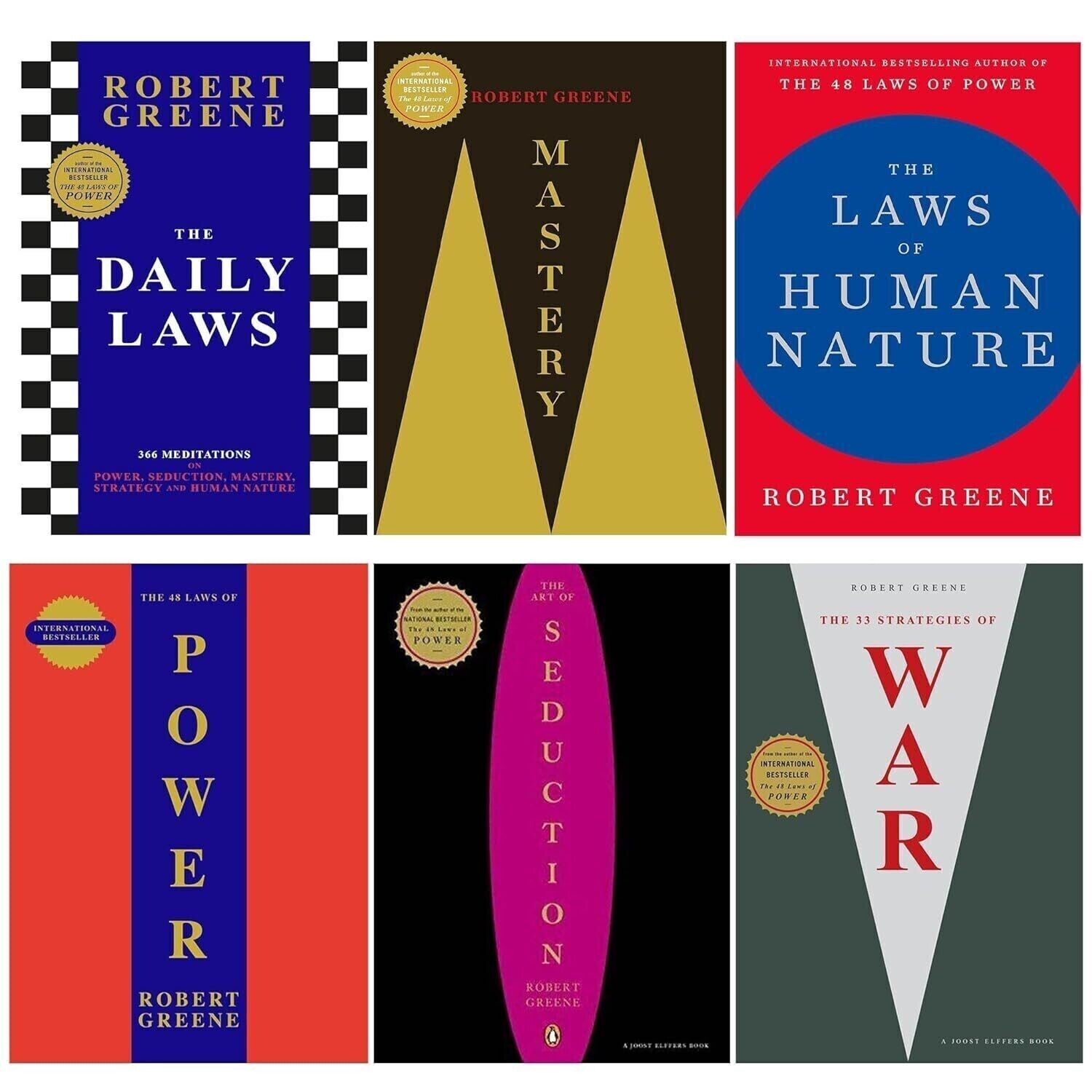 Robert Greene Collection 6 Books Set Daily Laws, 33 Strategies of War, Mastery