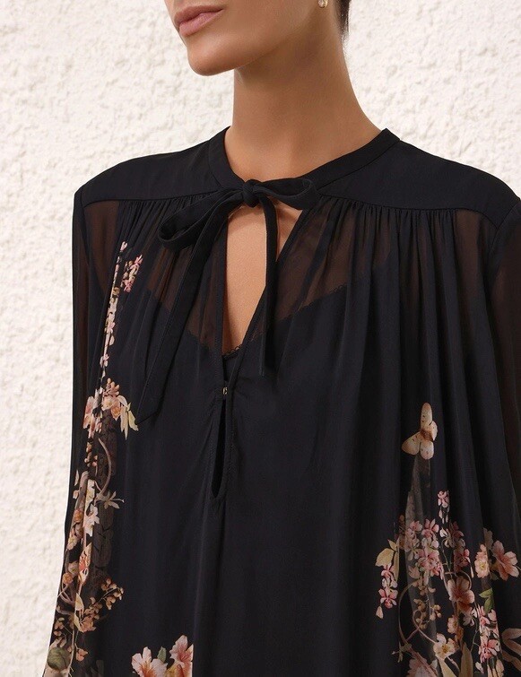 NWOT Zimmermann $1,450 Natura Sheath Floral Black Midi Maxi