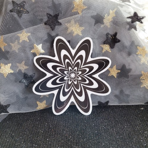 BWC001-Flower Shaped Black White Sticker | Flowers | Monochromatic | Psychadelic - Picture 7 of 7
