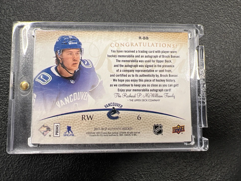 BROCK BOESER! SP AUTHENTIC 03/25 AUTO ROOKIE PATCH CANUCKS VANCOUVER! - Image 4 of 4