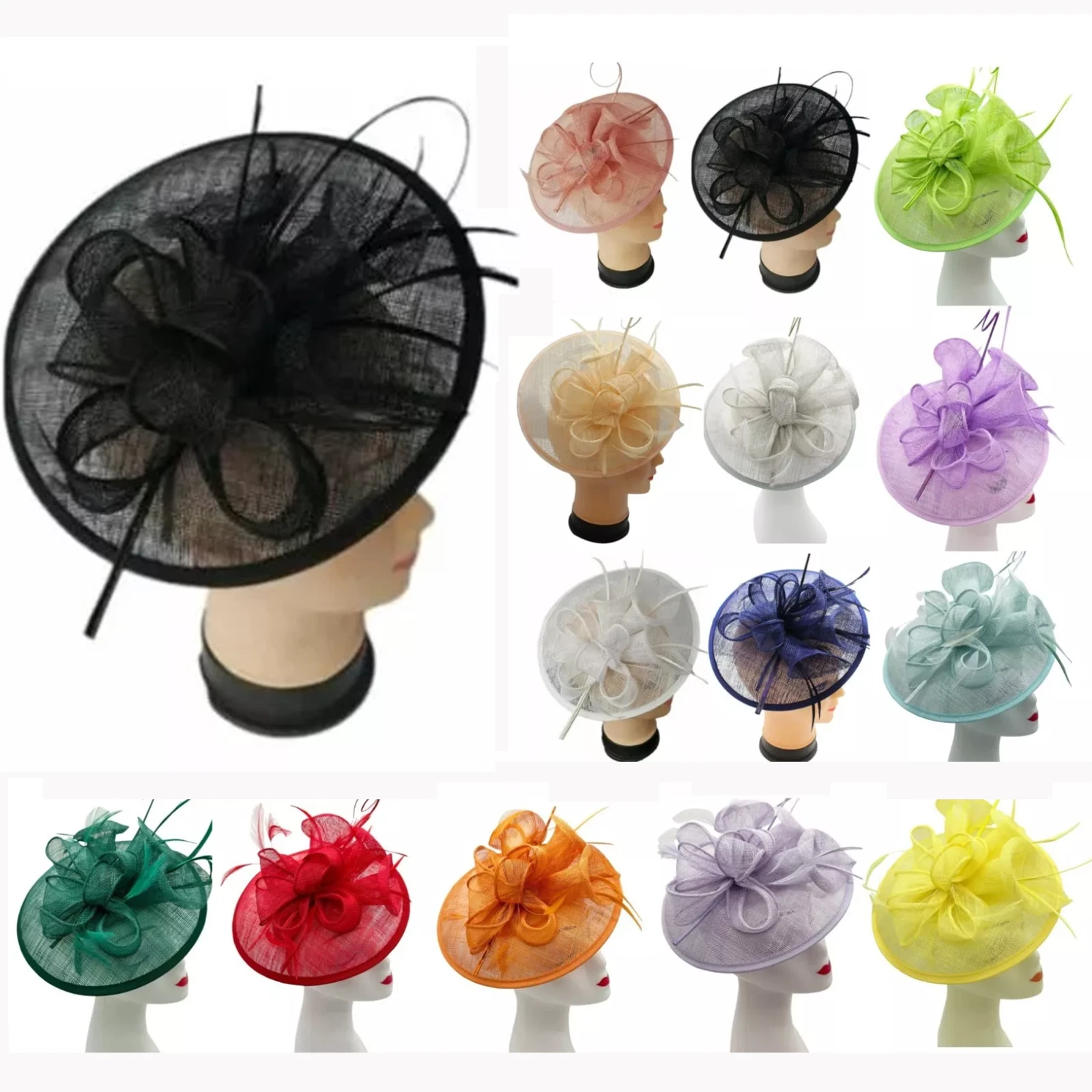 Women's Large 25cm Fascinator Headband and Clip Hat Wedding Day Race Royal Ascot