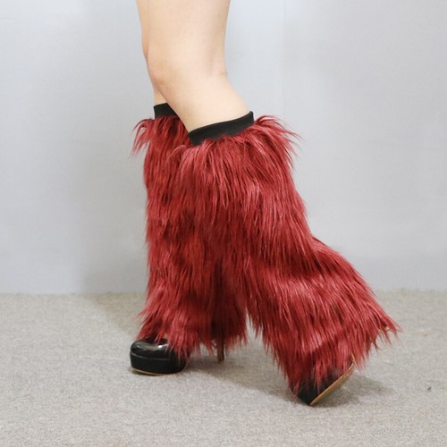 Pelliccia sintetica soffice scaldamuscoli manica piedi stivali copri leggings calze tinta unita+ - Foto 14 di 37