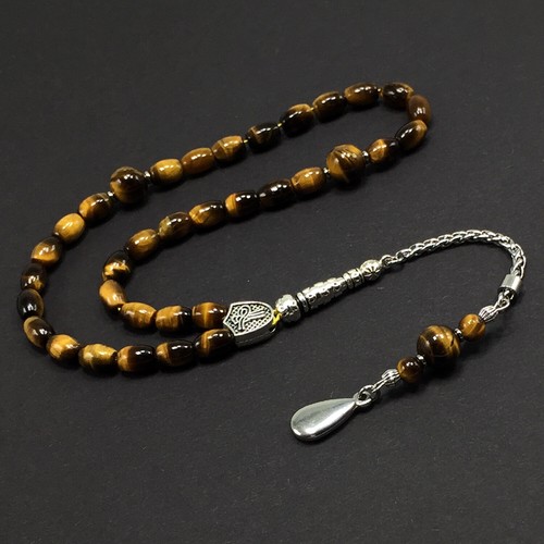 TIGER EYE Prayer Beads & Bracelet-Tesbih-Tasbih-Misbaha-Rosary (6x9mm-33 Beads) - Picture 4 of 11