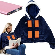 Heated Wearable Blanket with 20000mAh Battery Pack Electric Shawl Hoodie 3 Heat