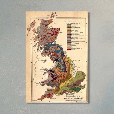 Vintage Style Great Britain Geological Map United Kingdom Canvas Prints Posters