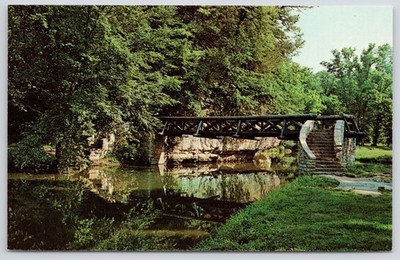 Postcard Rustic Bridge Pine Creek White Pines Forest State Park Oregon Illinois