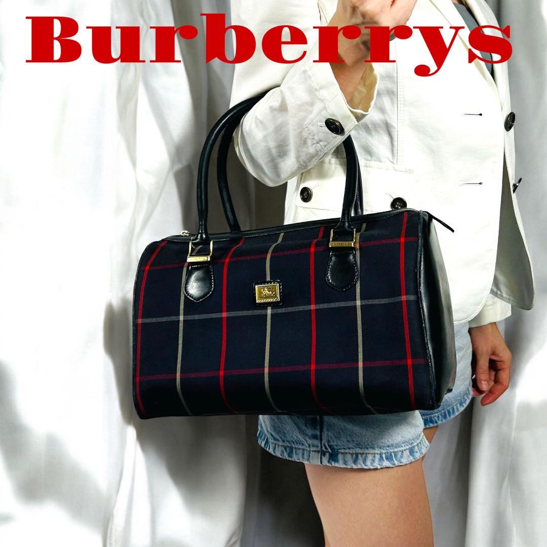 Burberrys Boston Bag Shoulder Vintage Check Leather Compact