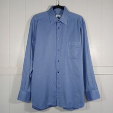 Ermenegildo Zegna Button Up Dress Shirt Mens 16 Blue Regular Fit Twill 9RS1TR