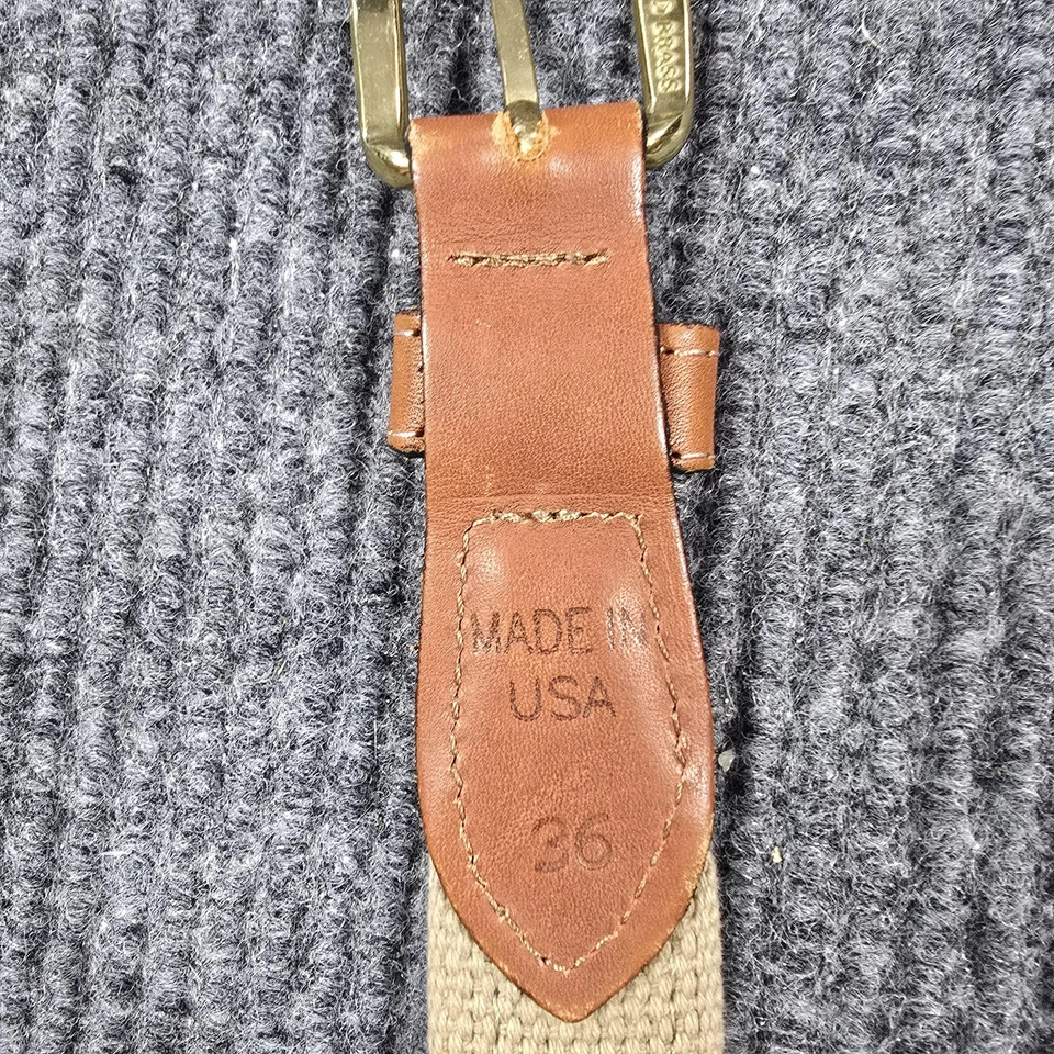 Cinturón Zep-Pro para Hombres 36 Mahi Mahi Cuero Lona Latón Sólido Hecho en EE. UU. Preppy Foto 4 de 4