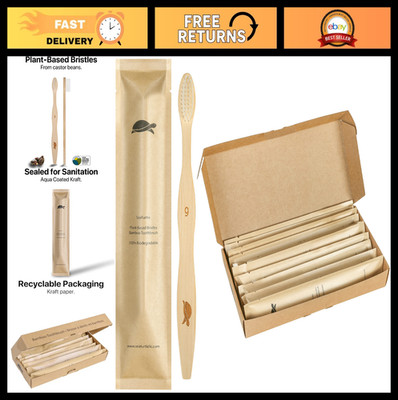 Sea Turtle Plant-Based Bristles, Soft Bamboo Toothbrushes, Individually Sealed (