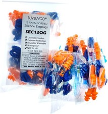 12 Pairs Corded Silicone Ear Plugs - 1 Count Pack of 12 , Orange