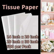 White Tissue Paper 14"x20" 20"x30" Gift Packing Wrap Cushioning Void Fill DIY
