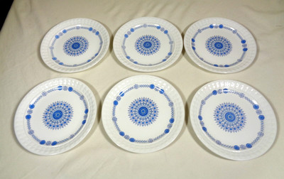 Pontesa Ironstone Granada Blue & White Bread Butter Dessert Plates Set of 6~EUC
