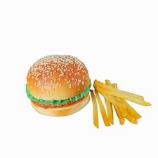 Artificial Hamburger with French Fries, Fake Simulated Food Bread Burger Model