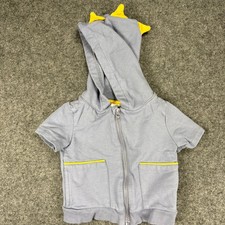 Tommy Bahama Kids Hoodie Zip Up Short Sleeve Dinosaur Spikes Gray Size 3-6M