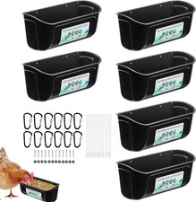 6 Pack Chicken Duck Feeder, Poultry Feeders and Waterers, Hanging Goat Feeder, L