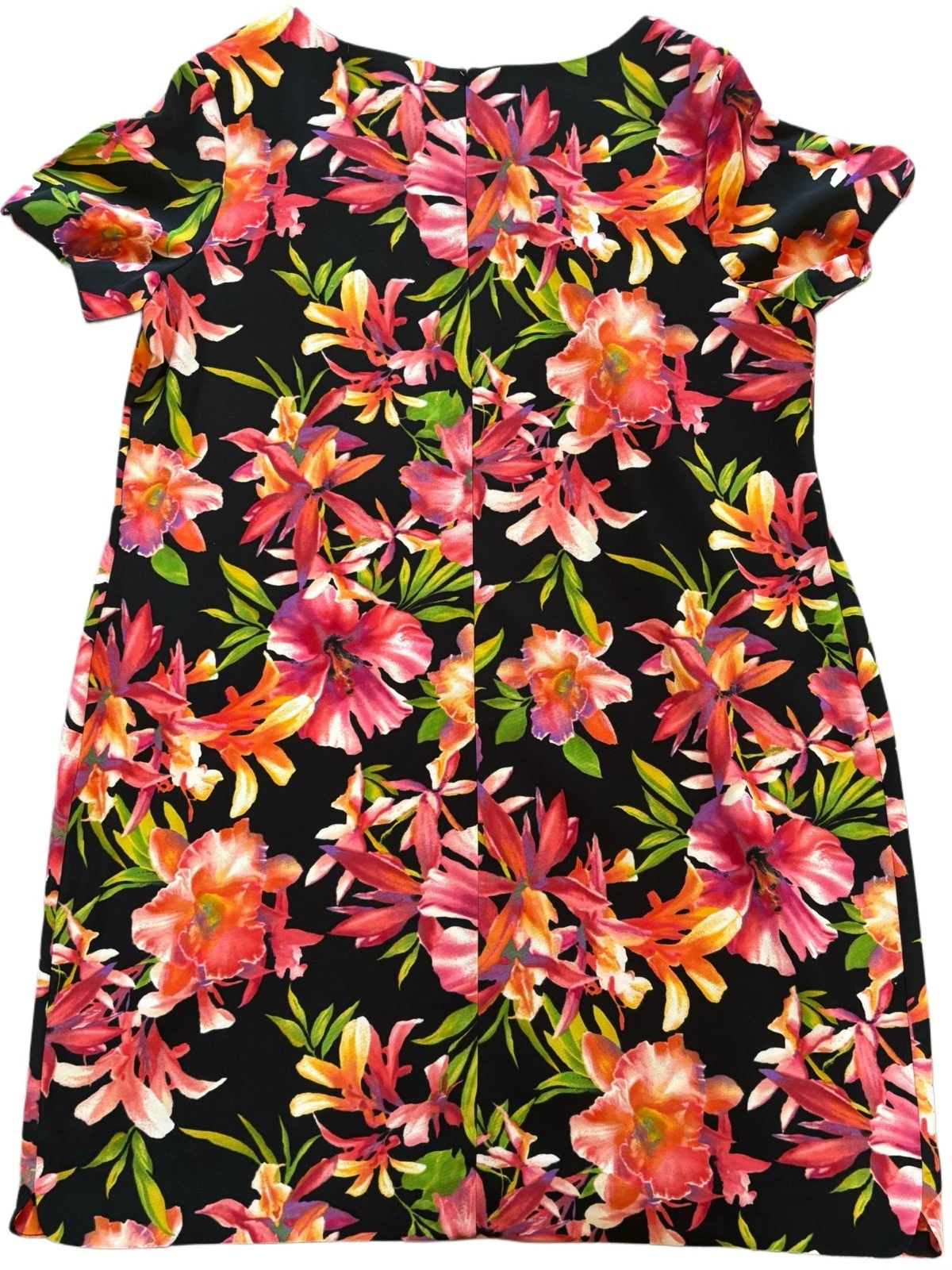 ALYX Shift Vestito Donna Taglia 20W Nero Floreale Rosa Tropicale Elasticizzato