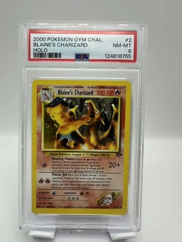Vintage Pokémon Blaine's Charizard Gym Challenge #2 🌀🔥Fire Breath Swirl PSA 8