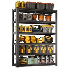 6-Tiers Steel Heavy Duty Adjustable Garage Storage Shelving Unit in Black (48 in