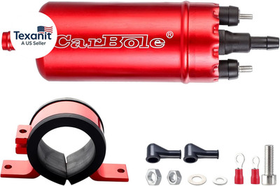 External In-Line Fuel Pump: 116 PSI High Pressure Universal 12V Electric Pump fo