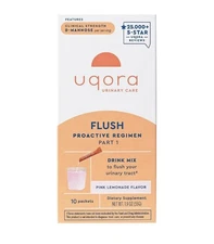 Uqora Drink Mix 1 FLUSH Supplement 10 Packets Pink Lemonade Exp 2026+