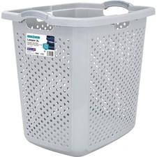 Extra Large 2.5 Bushel Laundry Hamper with Lid, Soft Silver Grey, Laundry Basket