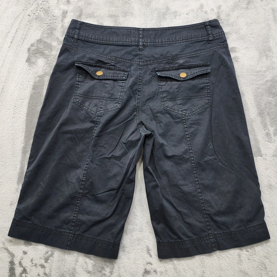 Christopher & Banks Pantalones Cortos Mujer 6 Bermudas Azul Dobladillo a Presión Elastizado Algodón Informal Foto 3 de 4