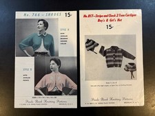 1953 Paula Bank Knitting Patterns Lot of 2: No. 766 & 817 Opens up into 4 pages
