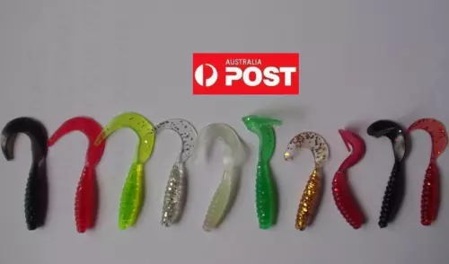 1 lot of 10 pcs Curly Ribbon Tail Soft Plastic Fishing Lures Lure 6cm