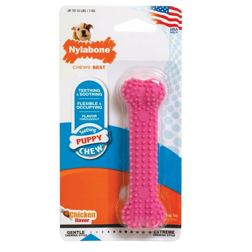 Nylabone Puppy Chew Teething Soft Bone Chicken, Petite 