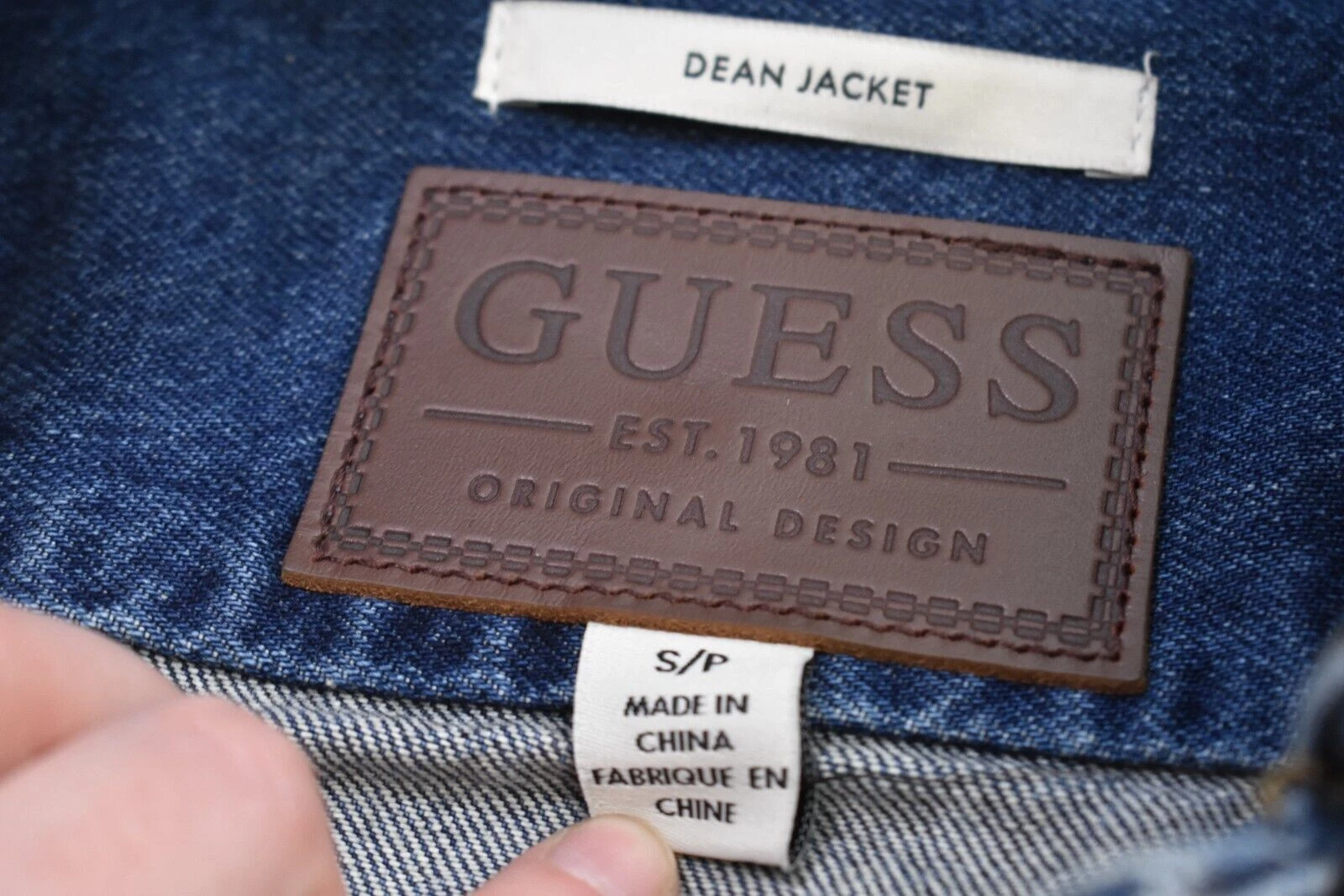 Guess Dean Signature Denim Jacket Blue Jean Embroidered Patch Button Front Men S - product detail image 8