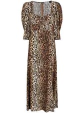 Brand New With Tags RIXO London Karen Bohemia Leopard Sweetheart Dress, Size 10