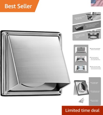 Durable 6-Inch External Wall Vent with Cushioned Flap - Perfect for Ventilation