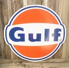 Gulf Gasoline Gas Motor Oil Large Embossed Metal Tin Sign 24" Vintage Garage New