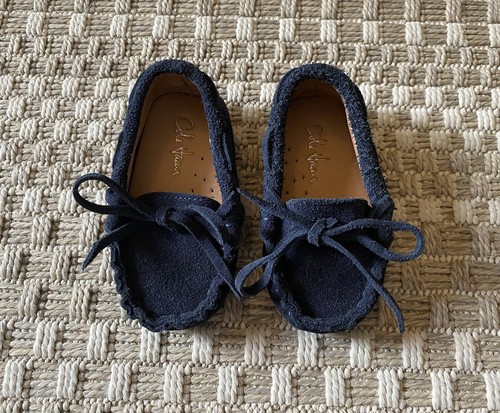 new COLE HAAN Mini Moc Moccasins Baby Shoes - Navy Blue Suede - 3 - Picture 2 of 4