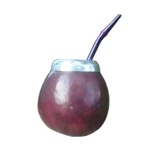 Yerba Mate Gourd Set (Original Natural Handmade Yerba Mate Cup Argentina) -