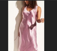 Vince Double V-Neck Satin Slip Midi Dress in Lavender Pink Shade, NWT, XS
