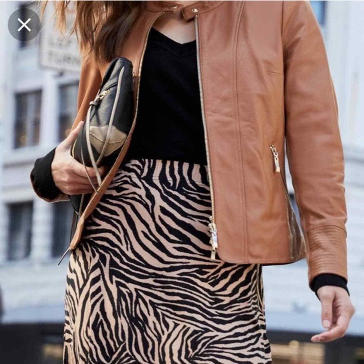 Lauren Ralph Lauren EUC Zebra Animal Print Midi Denim Skirt Size - Main Image