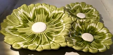 Santa Anitaware Calif. #R-40 -  Green Daisy  3 Section Serving Dish Platter