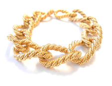 Vintage Estate 18K Solid Yellow Gold Bracelet - Open Link - Hidden Clasp Design